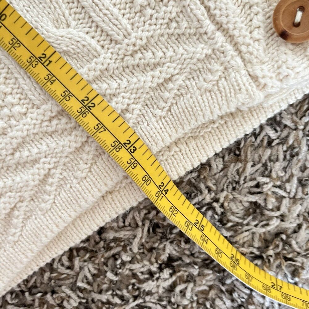 VTG LL Bean Cardigan Sweater Sz XL Ivory 100% Cotton Cable Knit Button - Picture 5 of 5